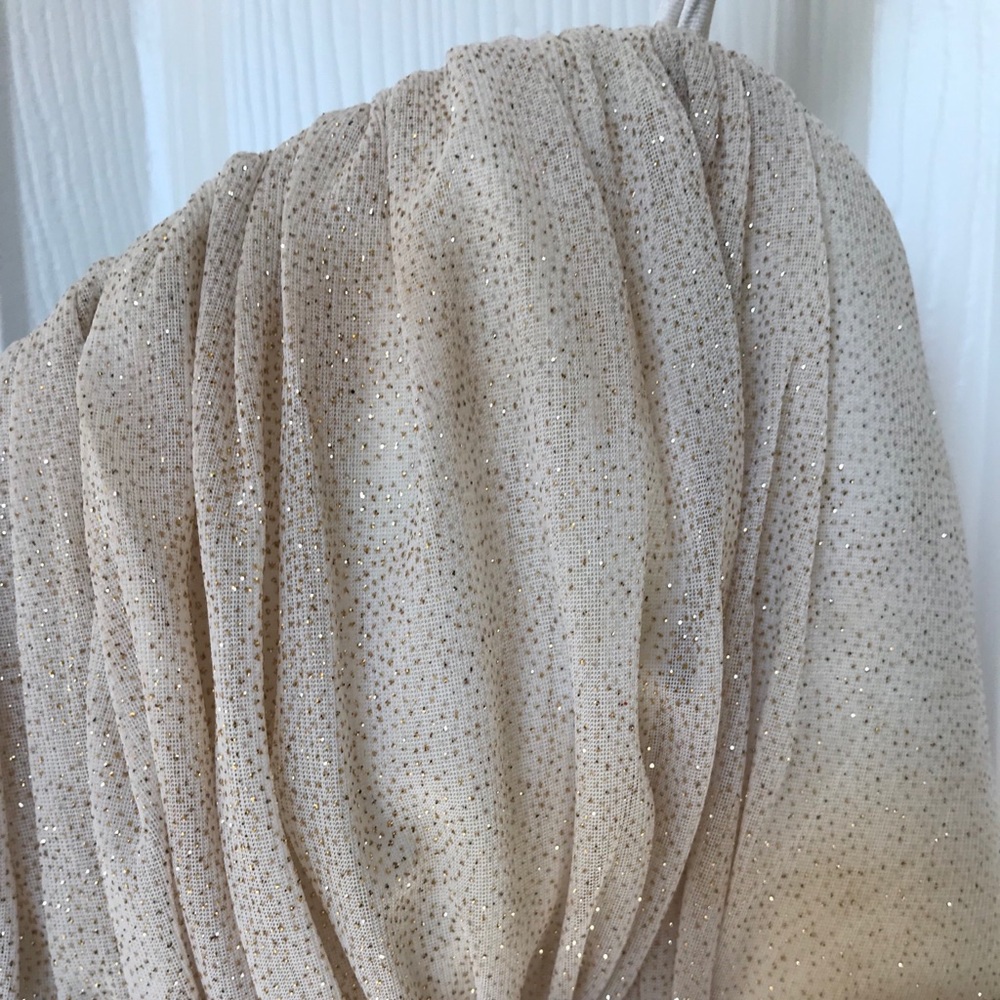 NWOT cream, shimmery dress w/ satin bow - Picture 4 of 8